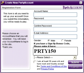 Party Casino Bonus Code - Enter During Sign Up